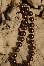 Bronze pearl classic strap with gold clasps