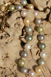 Multi-colored pearl classic strap with gold clasps