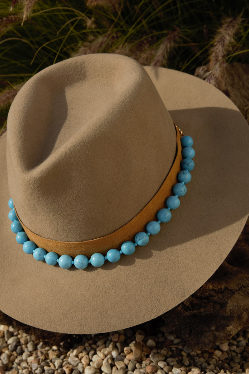 Felt hat featuring the turquoise hat band